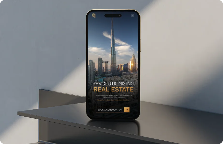 Revest mobile responsive website design shown on a smartphone