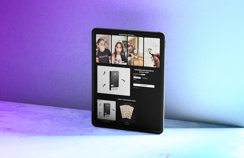 Aerobreathe responsive SaaS website design shown on a tablet