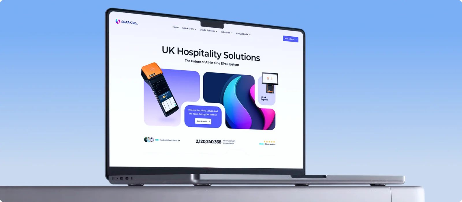 Spark EPOS website design by Shahroz shown on a laptop