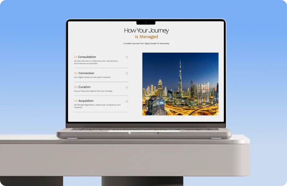 Revest UX and website design showing the managed investor journey on a laptop
