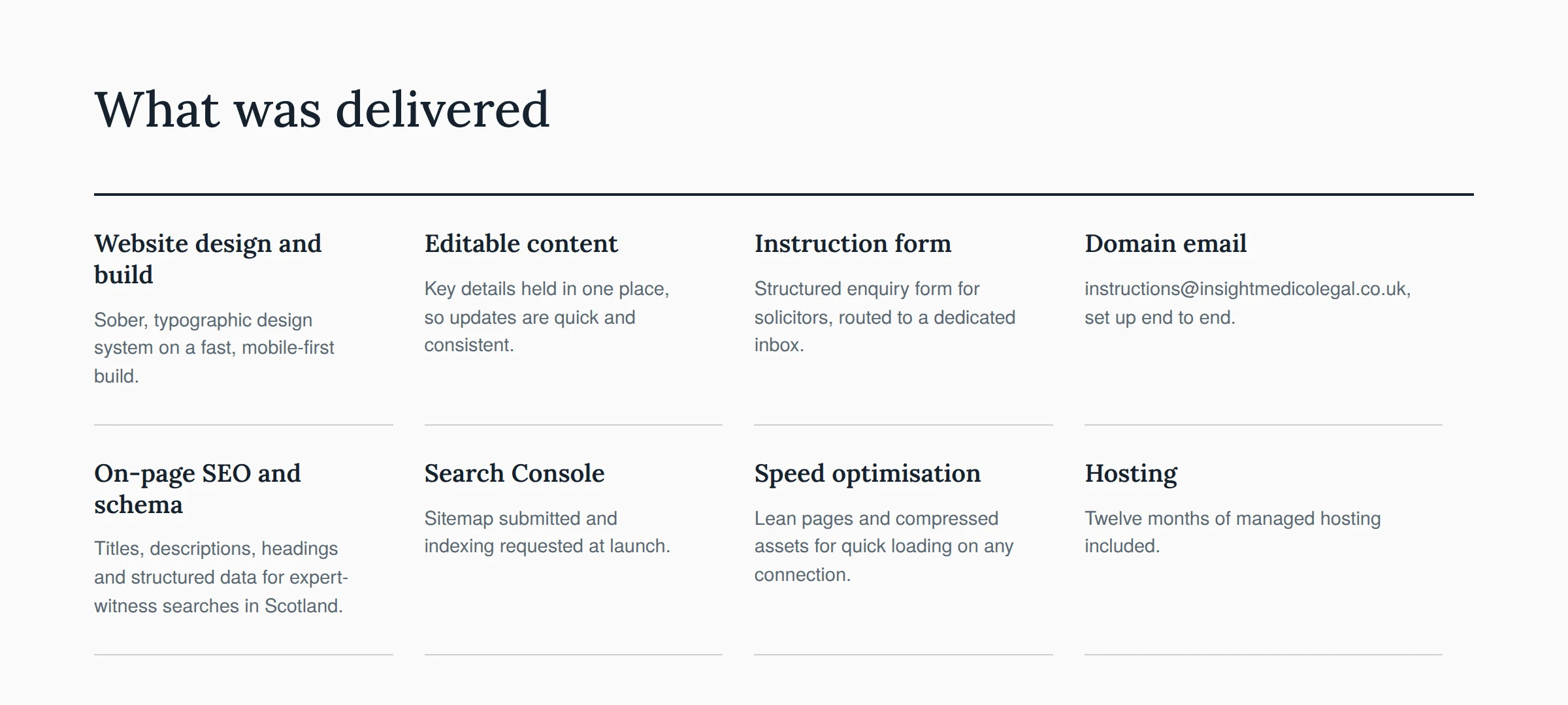 Eight deliverables included in the project