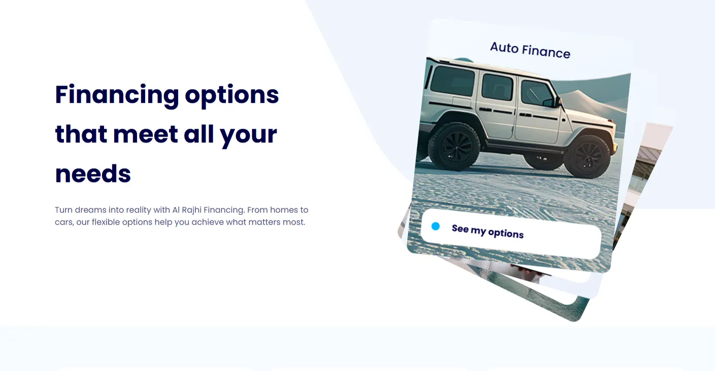 Al Rajhi financing options landing page layout and conversion design