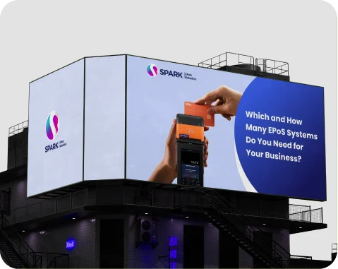 Spark EPOS brand campaign artwork displayed on an outdoor billboard