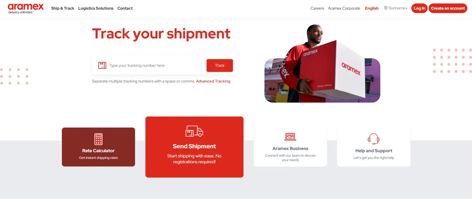 Aramex track your shipment page optimised by an SEO expert in Glasgow