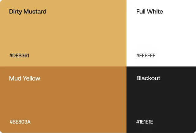 Revest website design colour palette of warm gold, white and near-black