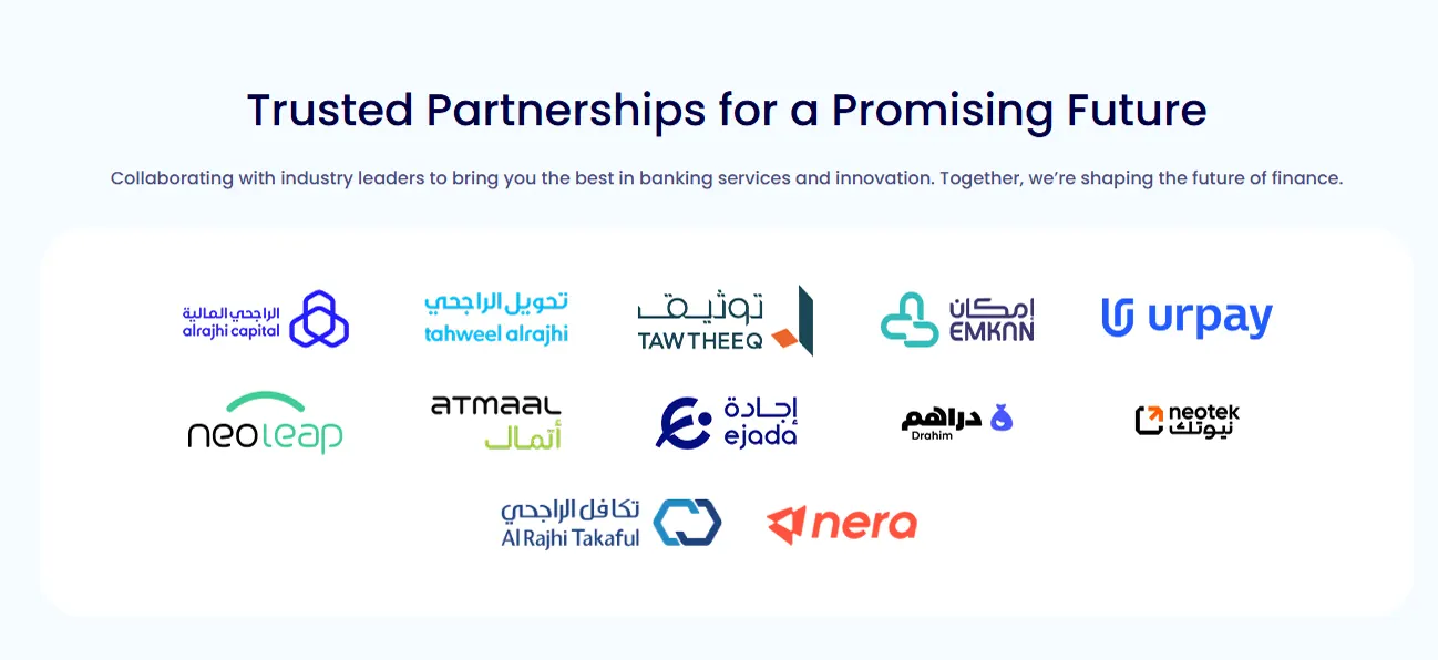 Al Rajhi trusted partnerships logo grid section