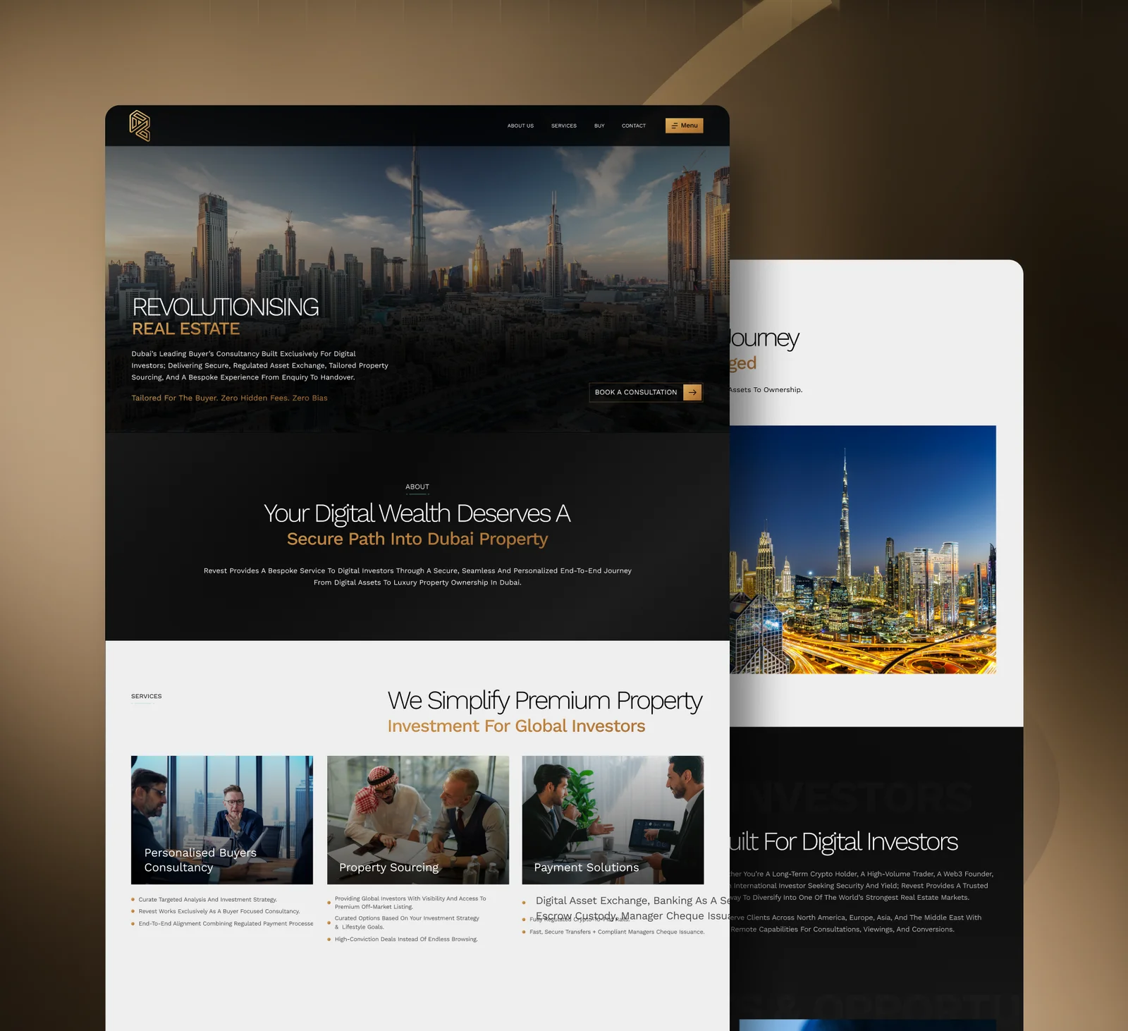 Revest website redesign by Shahroz shown across desktop pages